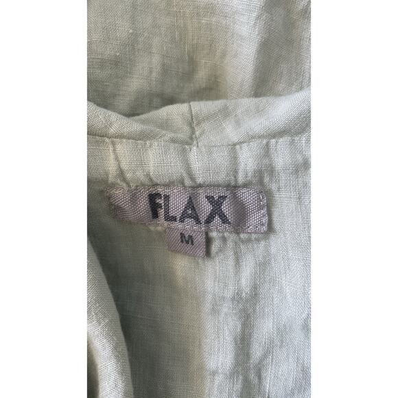 Flax Linen Asymmetric Jacket Top Medium Green Lagenlook Minimalist Artsy Beachy - Picture 8 of 14